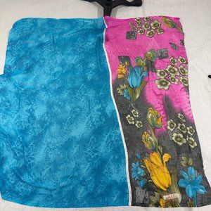 Vintage Al Tabrez Made in India intricate color Floral Scarf Wrap Art Style